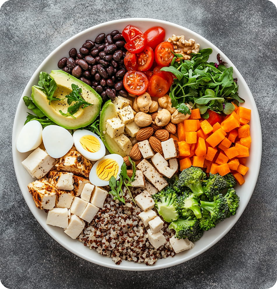 Кругла тарілка з нарізаними овочами