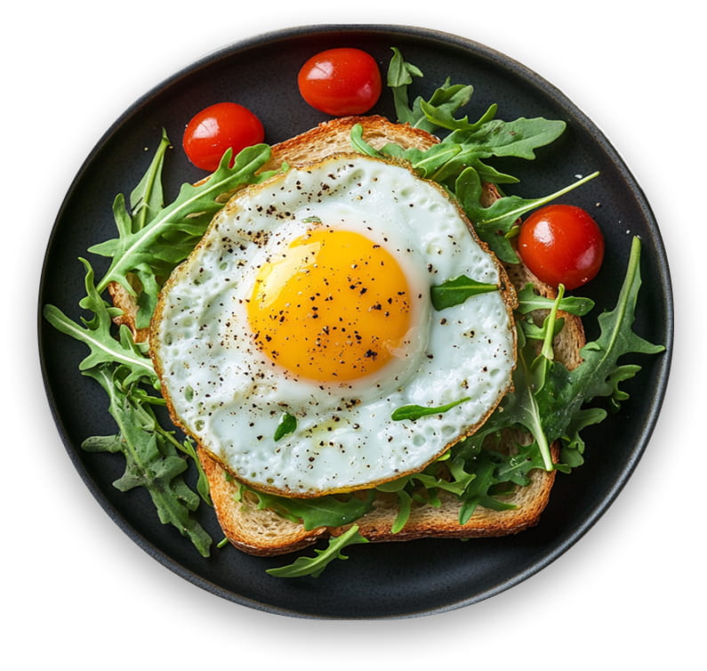 Кругла тарілка з яйцем